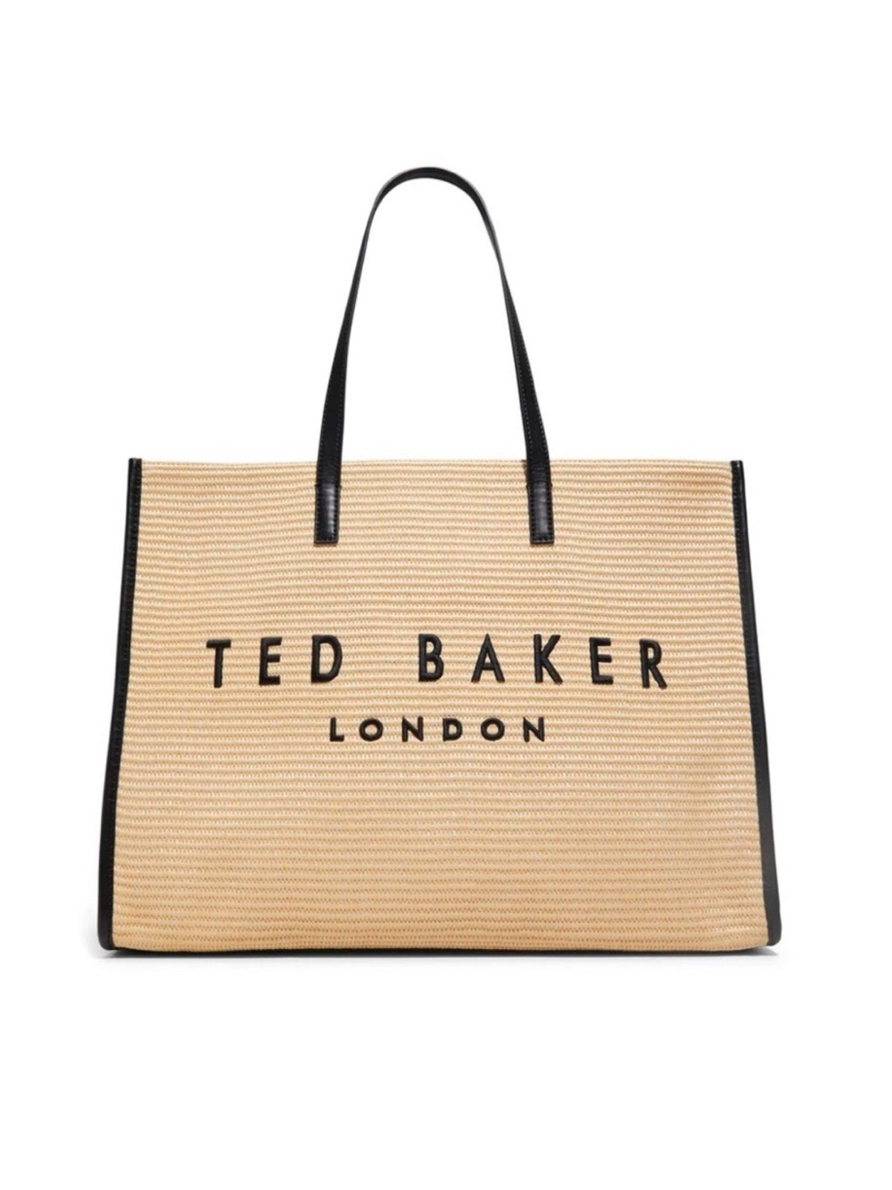 Ted Baker Natural Straw Tote with Black Trim
